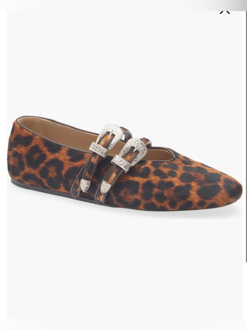 Le Monde Beryl Claudia Leopard Spot Genuine Calf Hair Mary Jane Flat sz 40